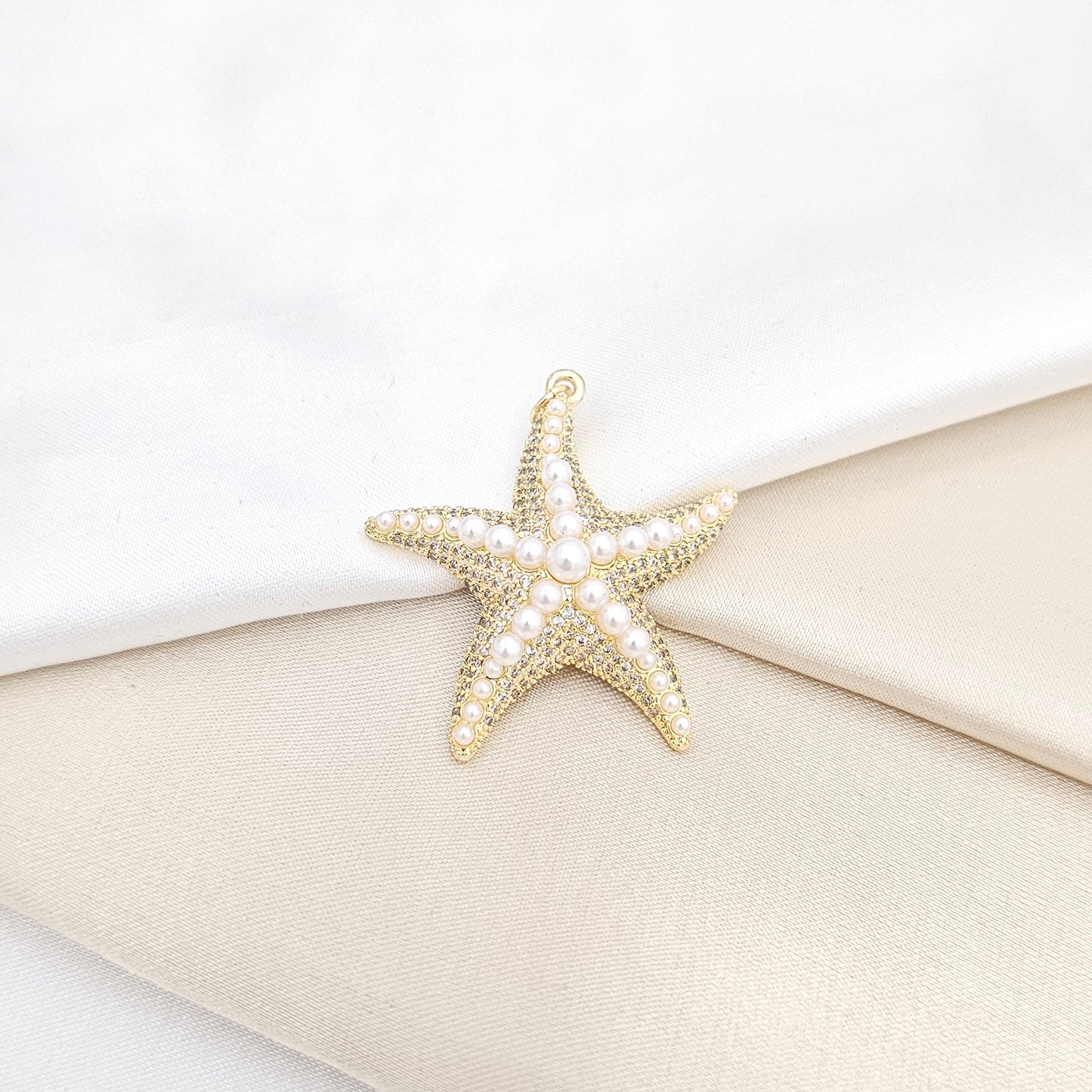 DIJE ESTRELLA DE MAR GRANDE DORADO CON PERLAS RF K6702