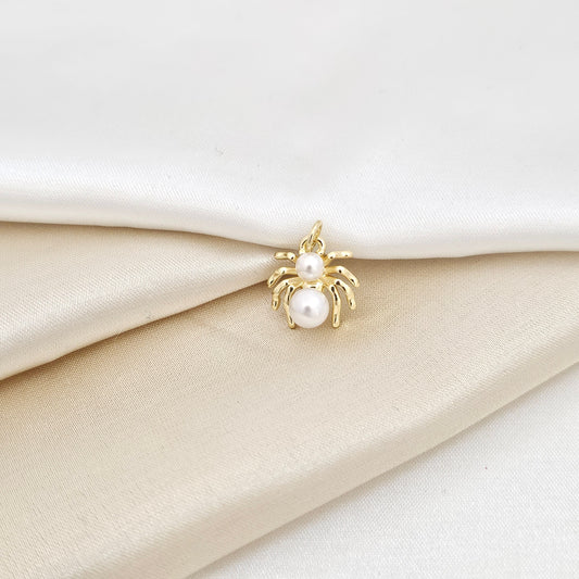 DIJE ARAÑA DORADO CON PERLAS RF K7097