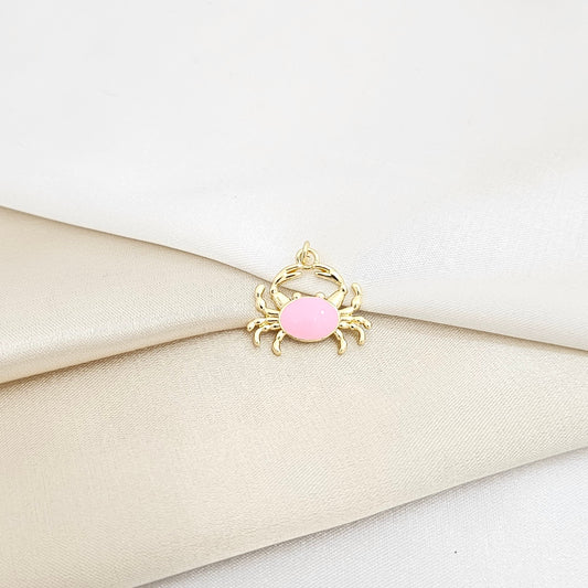 DIJE CANGREJO PEQUEÑO ROSA Y DORADO RF K7130