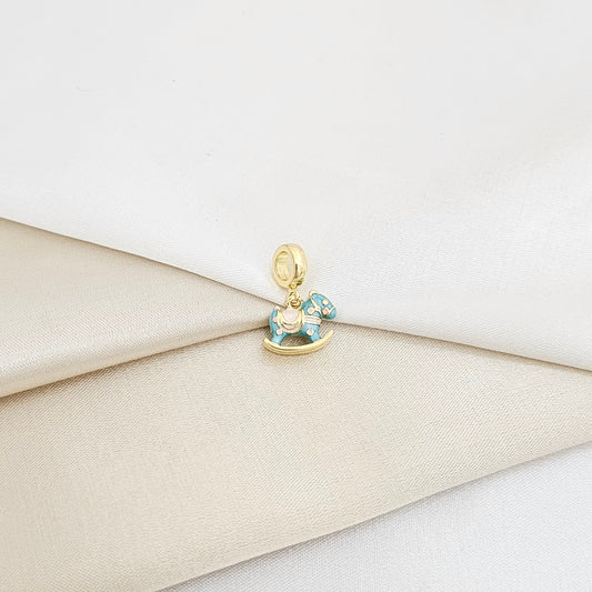 CHARM CABALLITO BALANCIN AZUL Y DORADO RF K7144