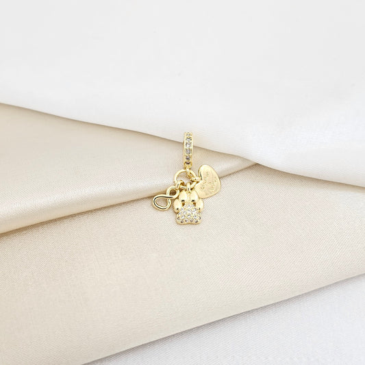 CHARM HUELLA INFINITO Y CORAZON DORADO RF K7149
