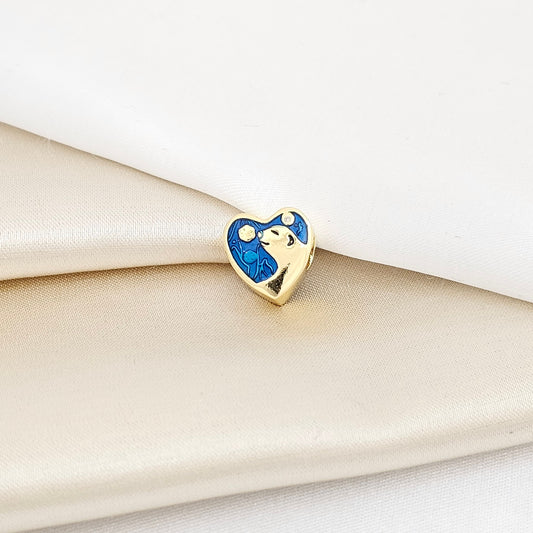 CHARM CORAZON AZUL CON OSO DORADO RF K7270