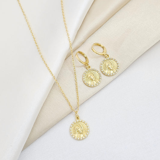 SET CADENA Y CANDONGA VIRGEN MARIA DORADO RF K6013