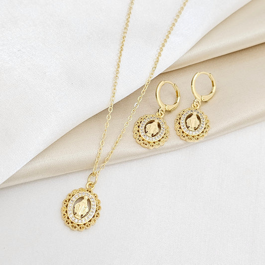 SET CADENA Y CANDONGA CON VIRGEN DORADO RF K6137