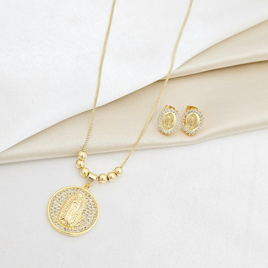 SET CADENA Y TOPO VIRGEN GUADALUPE DORADO RF K6204