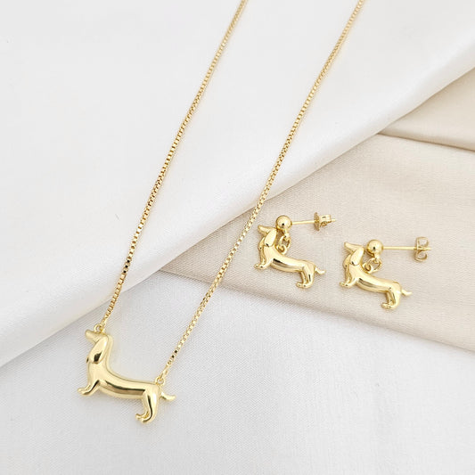 SET CADENA Y TOPO PERRO DORADO RF K6540