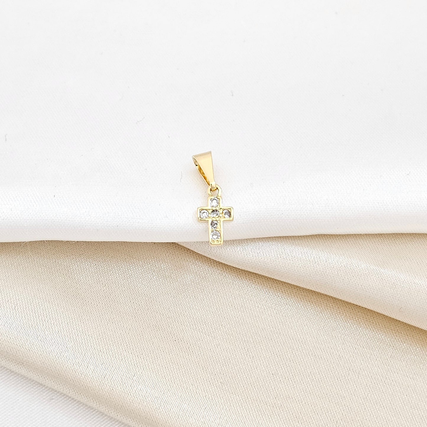 DIJE MINI CRUZ CON CIRCONIA LAM 18K-23011-CRISTAL