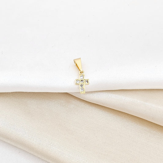 DIJE MINI CRUZ CON CIRCONIA LAM 18K-23011-CRISTAL