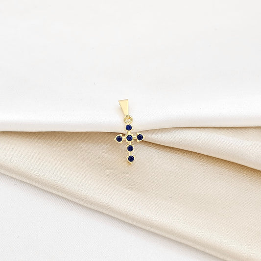 DIJE CRUZ 6 CIRCONIAS LAM 18K RF 23128-AZUL
