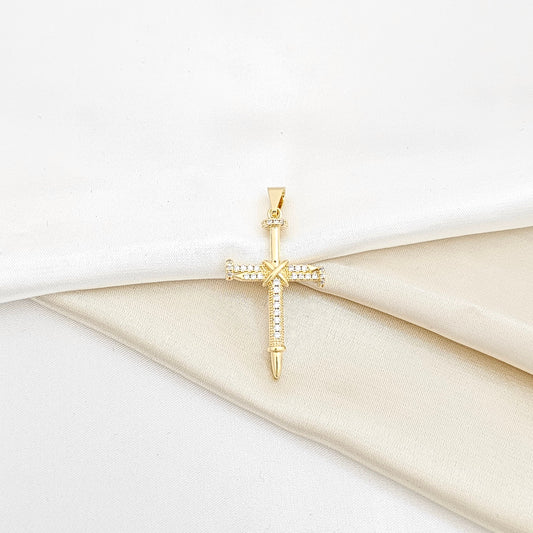 DIJE CRUZ CLAVOS CIRCONIAS CRISTAL LAM18K - 23230