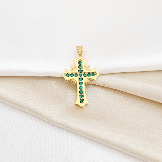 DIJE CRUZ SAGRADA CIRCONIAS LAM 18K RF B/23035-Verde