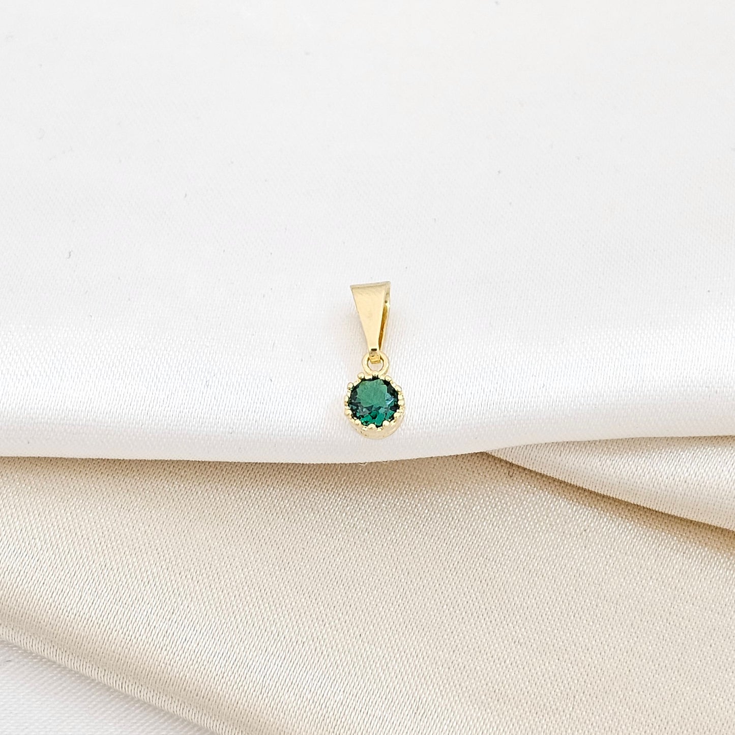DIJE CIRCONIA MINI REDONDA PEQUEÑA LAM 18K-23169-VERDE
