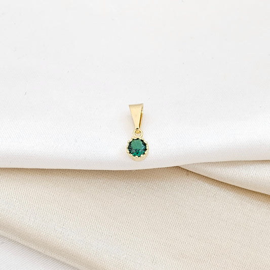 DIJE CIRCONIA MINI REDONDA PEQUEÑA LAM 18K-23169-VERDE
