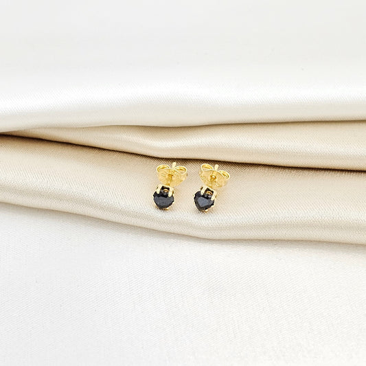 ARETE TOPO CON CIRCONIA CORTADA EN FRM CORAZON LAM 18K RF 33023-NEGRO