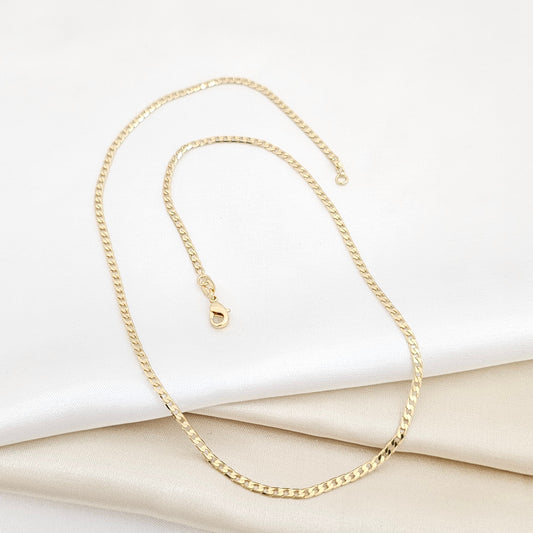 CADENA CUBANA PLANA DIAMANTADA 45CM 2MM LAM 18K-44206