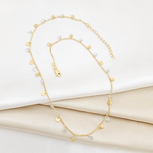 CADENA CUBANA CIRCONIAS 45CM EXTENSOR LAM18K-44006