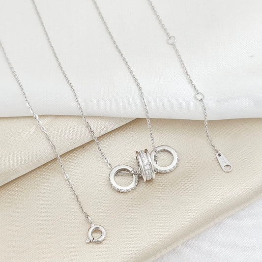 GARGANTILLA TRINITY PAVE 9MM 40CMS + EXT PLATA 925 B/S/40008