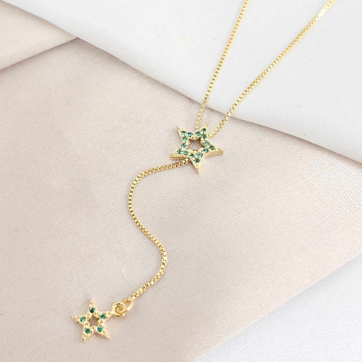 GARGANTILLA ESTRELLA VERDE LAM 18K B/70775