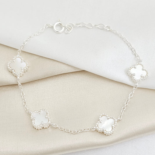 PULSERA CLOVER NACAR 4H 10MM 17 CMS + EXT PLATA 925 B/S/55096