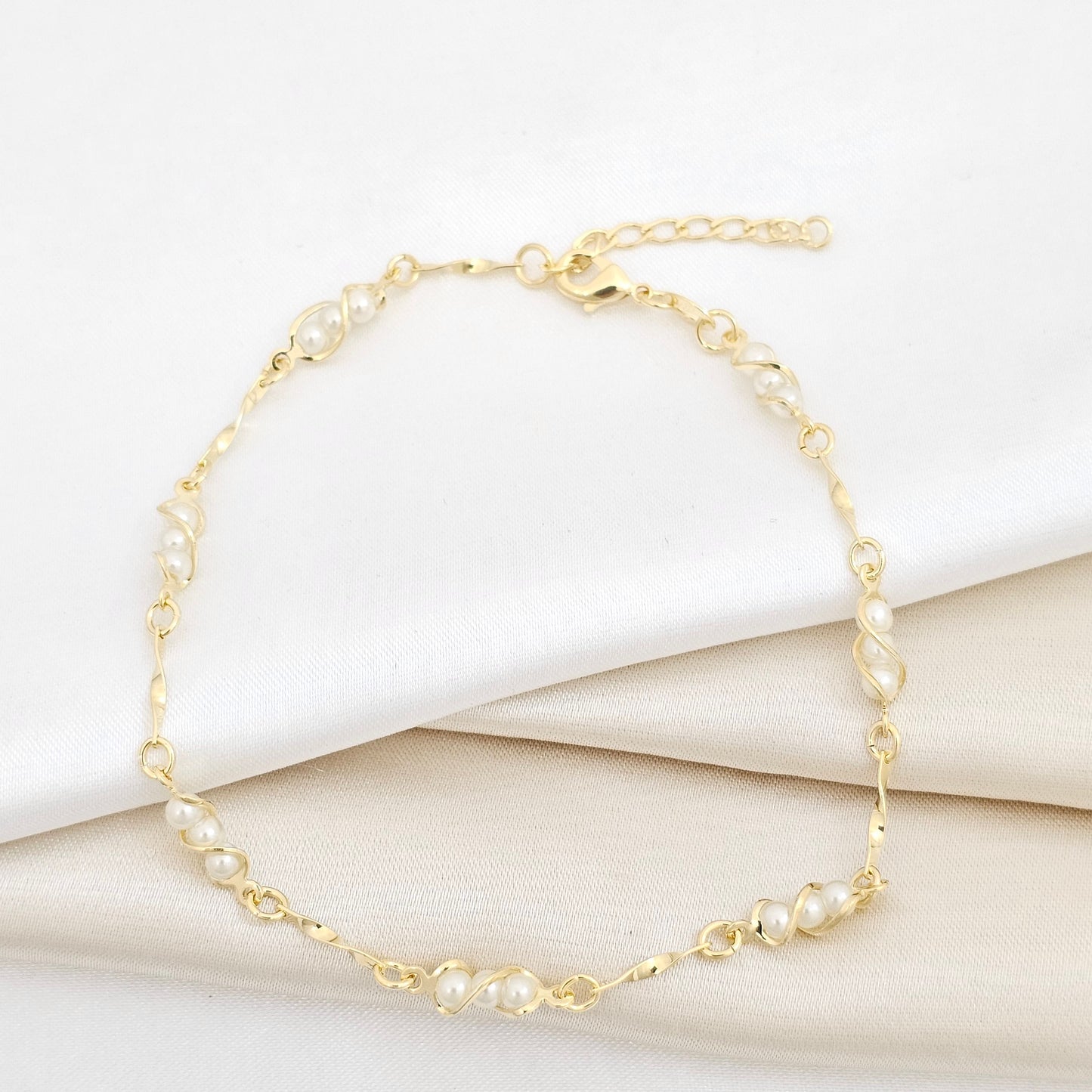 TOBILLERA PERLA 23 CMS + EXTENSOR LAM 18K RF B/54119