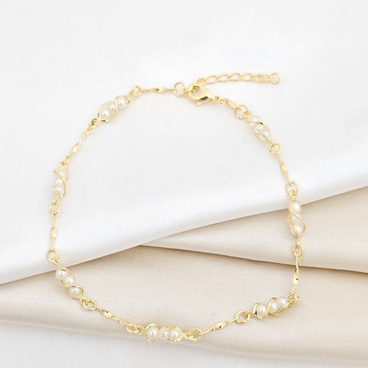 TOBILLERA PERLA 23 CMS + EXTENSOR LAM 18K RF B/54119