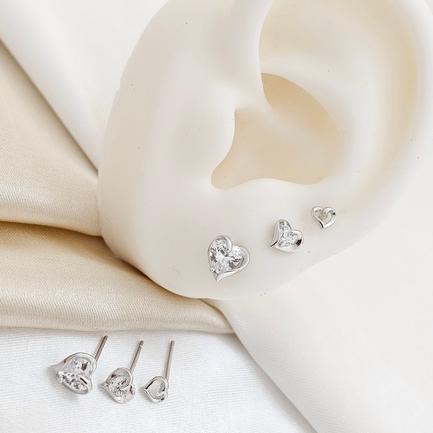 SET TOPOS CORAZON CON CIRCON EN PLATA RF K2774