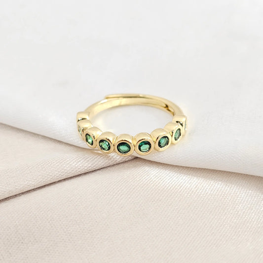 Anillo Dorado Circones Verde Circulares Rf K8151