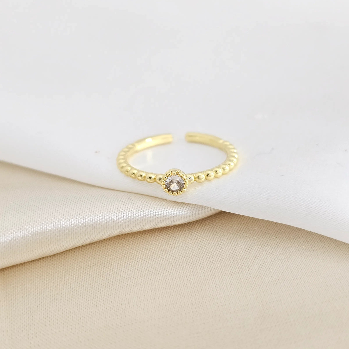 Anillo Balines Dorado Con Circon Redondo Cristal Rf K7929