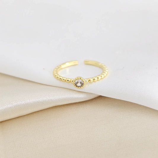 Anillo Balines Dorado Con Circon Redondo Cristal Rf K7929