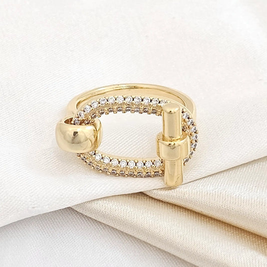 Anillo Broche Con Circones Dorado Rf K5097