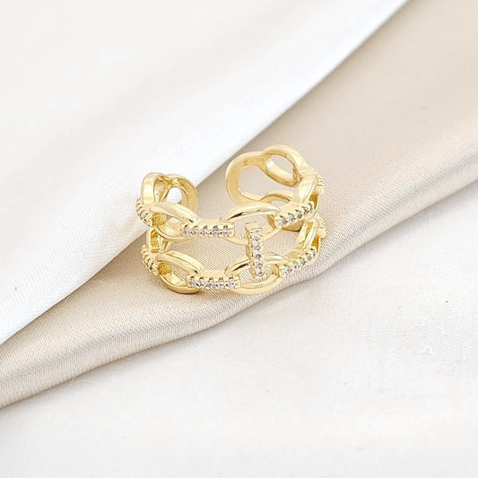 Anillo Cadena Circones Dorado Rf K2897