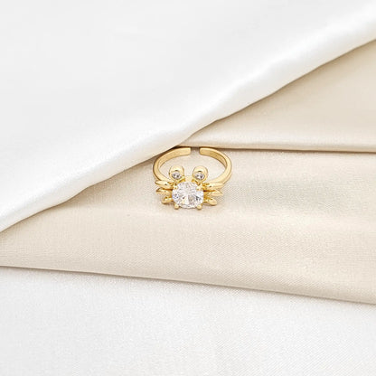 Anillo Cangrejo Con Circon Dorado Rf K6521