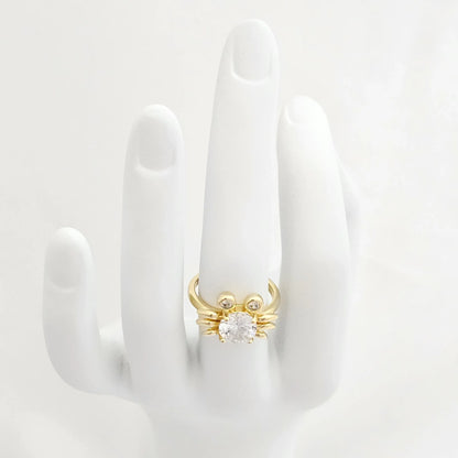 Anillo Cangrejo Con Circon Dorado Rf K6521