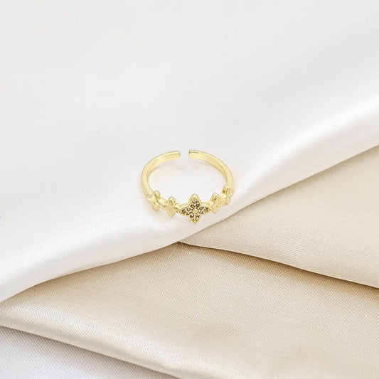 Anillo Cinco Estrellas Con Circones Dorado Rf K6221