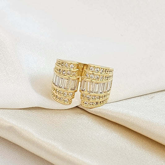 Anillo Circones Cuadrados Y Redondos Dorado Rf K4331