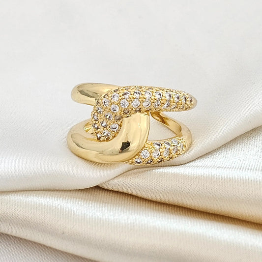 Anillo Con Nudo Circones Grandes Dorado Rf K4741