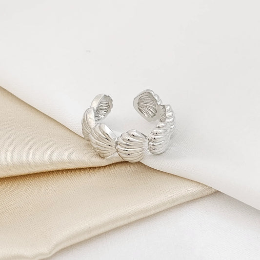 Anillo Conchas De Mar Plateado Rf K3976