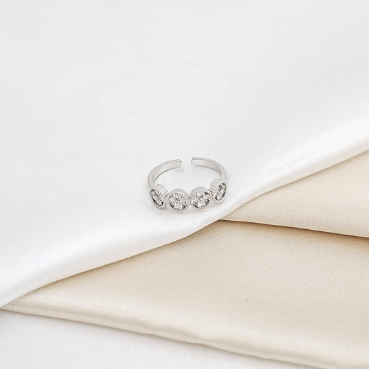 Anillo Cuatro Flores Circones Plateado Rf K6306