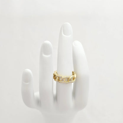 Anillo Cubano 8Mm Liso Y Con Circones Dorado Rf K6994