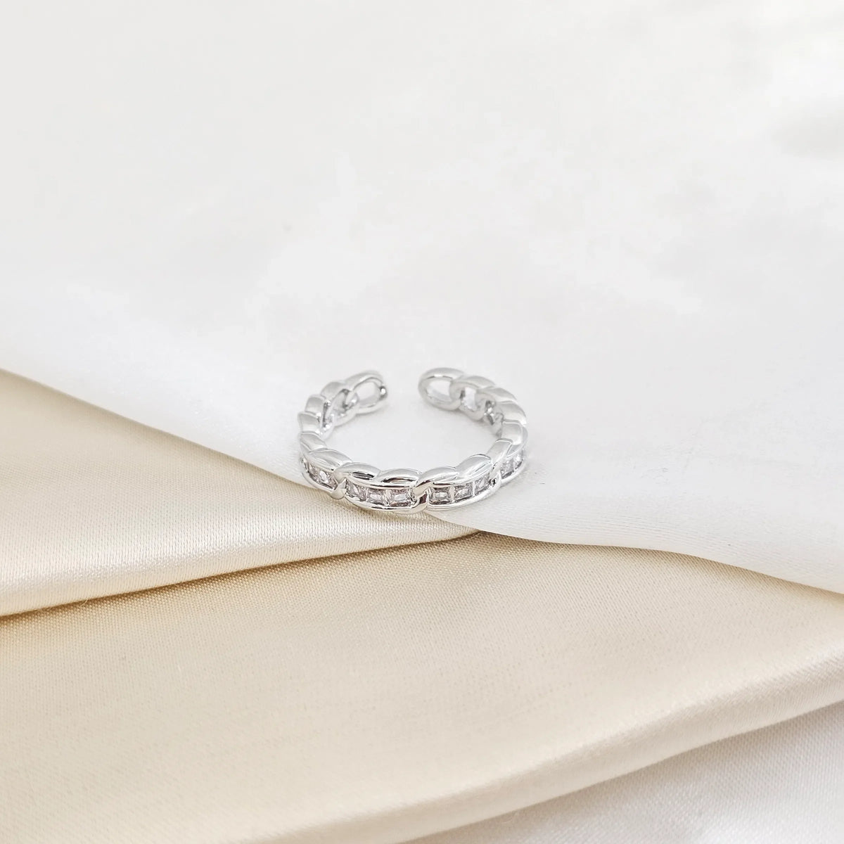 Anillo Cubano Plateado Circones Cristal Rf K7850