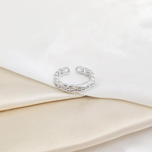 Anillo Cubano Plateado Circones Cristal Rf K7850