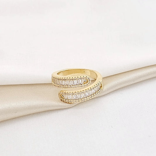 Anillo Doble Circones Cuadrados Dorado Rf K3764