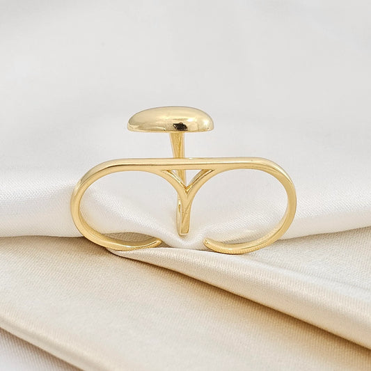Anillo Doble Con Gota Pequeña Dorado Rf K4151