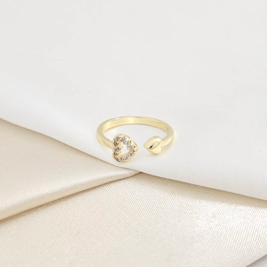 Anillo Doble Corazon Liso Y Circones Dorado Rf K7748