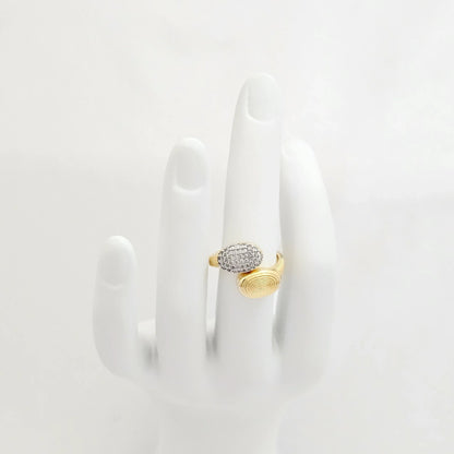 Anillo Doble Esfera Dorado Circones Plateado Rf K6949