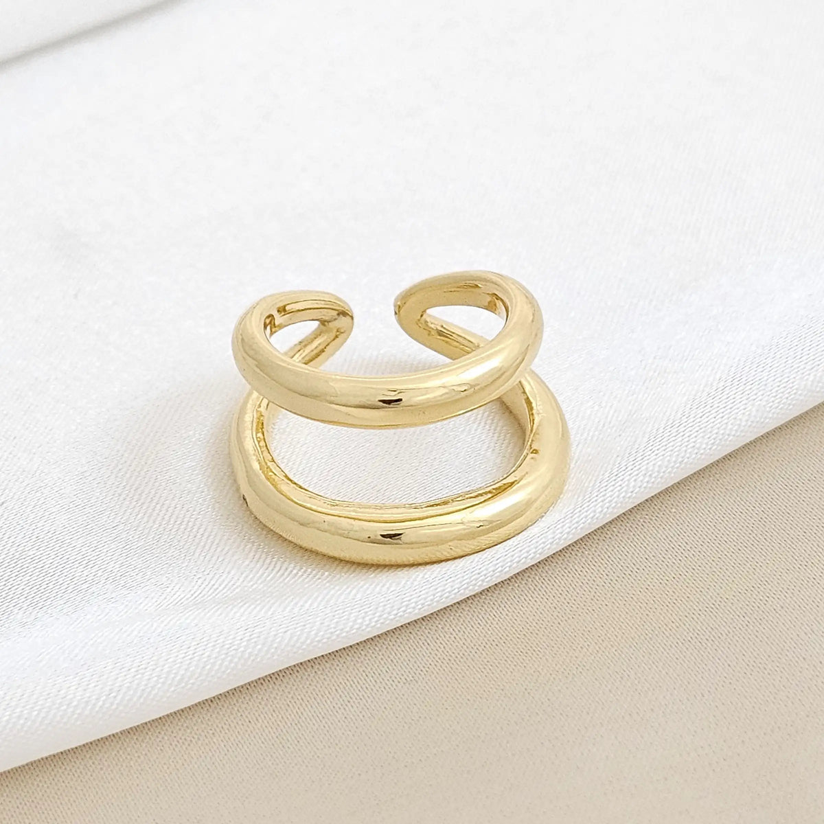 Anillo Doble Liso Dorado Rf K3255