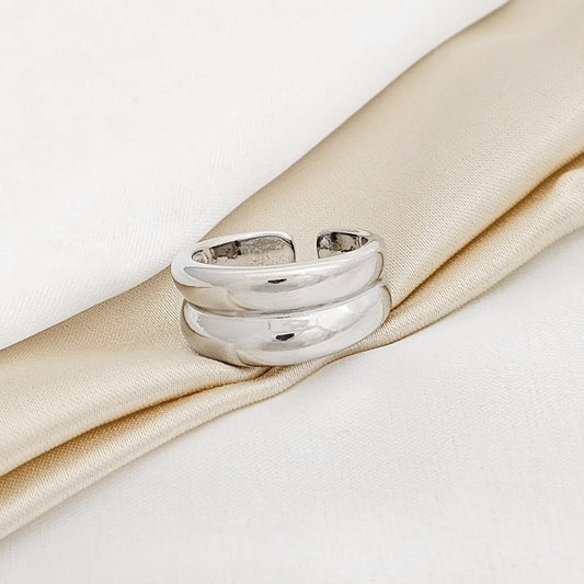 Anillo Doble Plateado Rf K1896