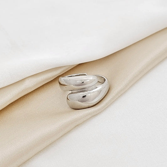 Anillo Doble Plateado Rf K1930