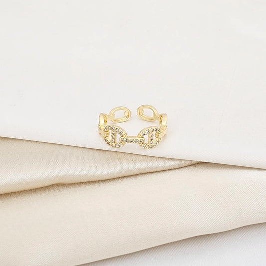 Anillo Dorado Con Circones En Forma De Cadena Rf K5926