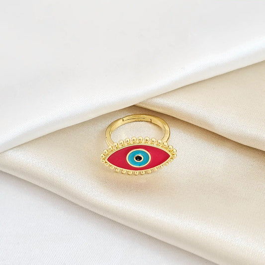 Anillo Dorado Ojo Turco Rojo Rf K5567
